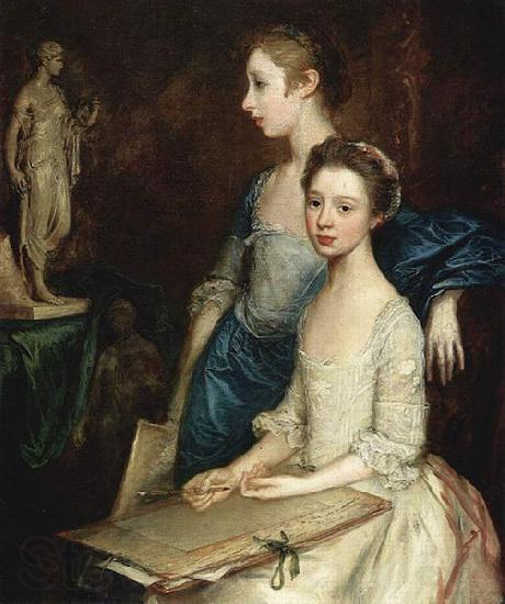 Thomas Gainsborough Portrat von Molly und Peggy mit Zeichenutensilien